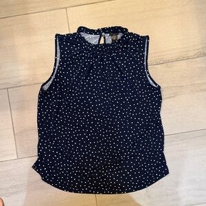 Ann Taylor Factory Navy Polka Dot Top